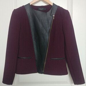 Iris Setlakwe Eggplant Maroon Moto Style Jacket Real Black Leather Size 2
